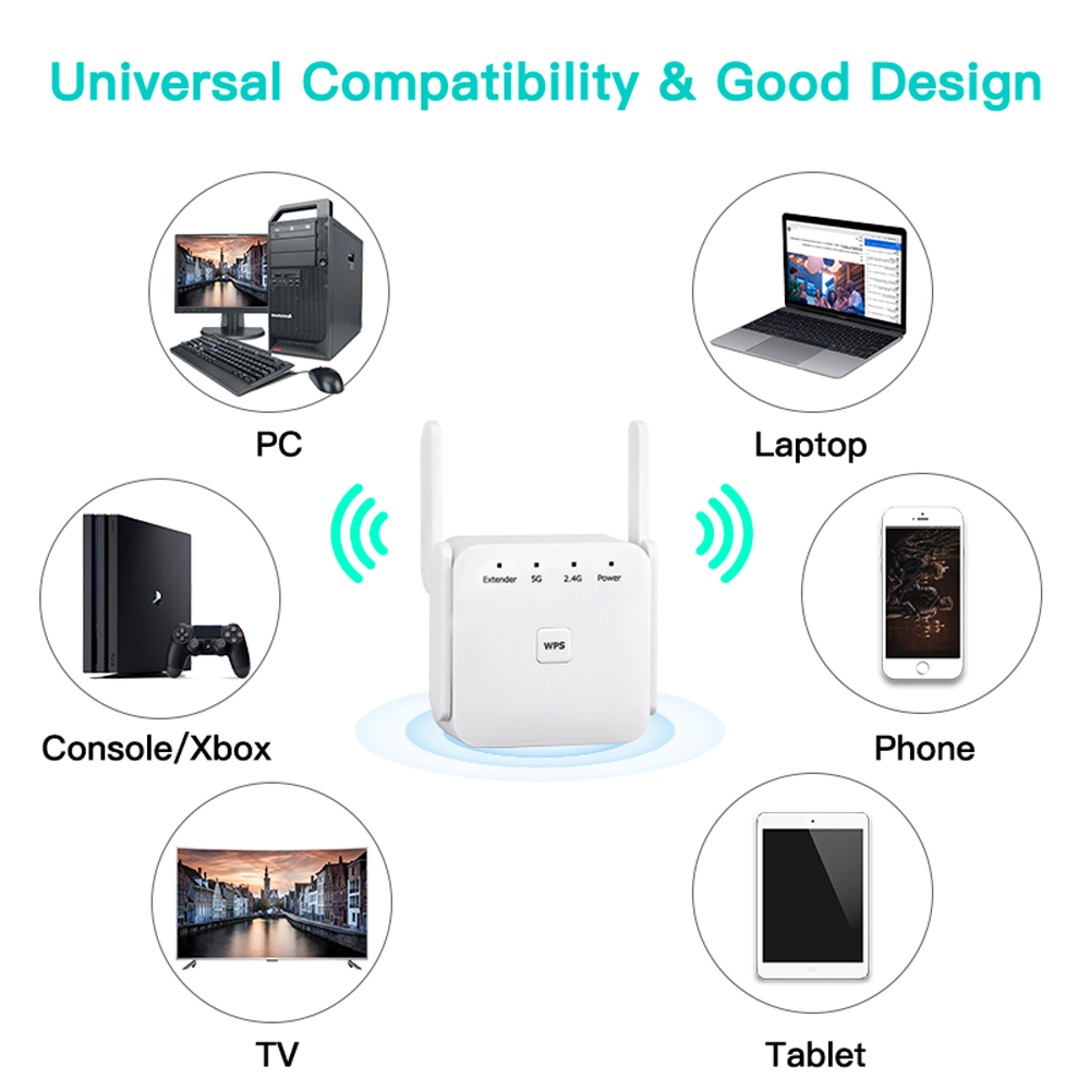 2,4g/5GHz WLAN-Repeater 1200m WLAN-Router ap wps WLAN-Verstärker Range Extender Signal Booster Wlan Networking Expander