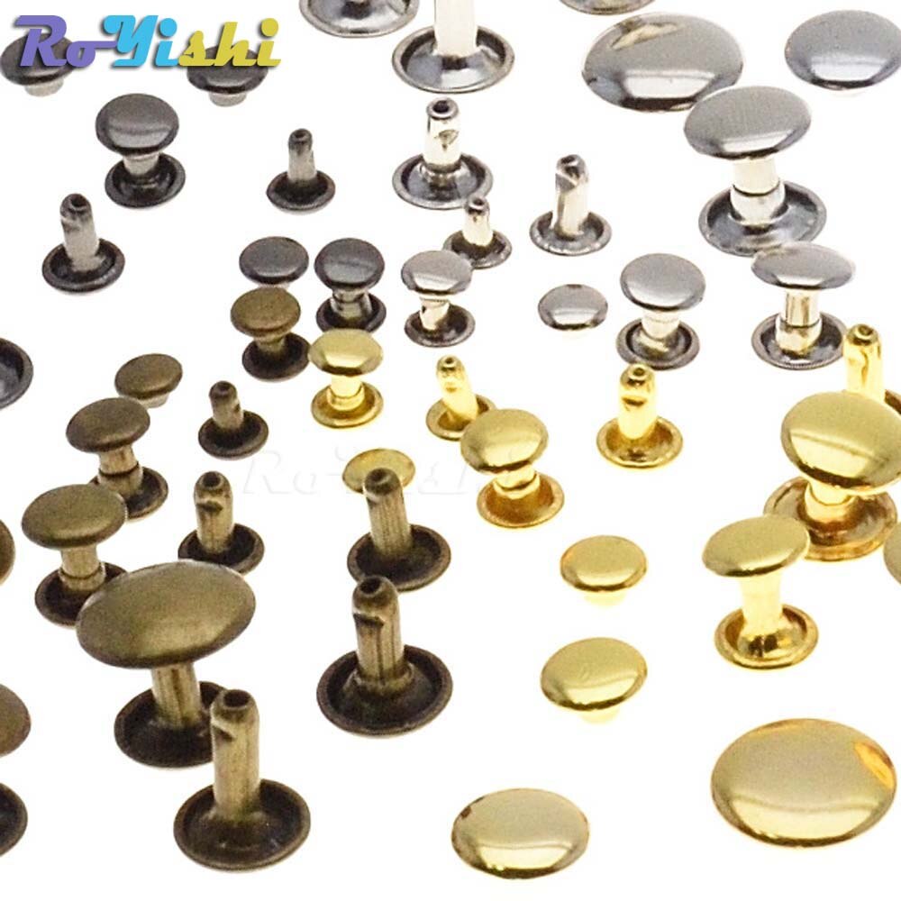 500pcs/set Metal Double Cap Rivets Stud Rapid Rivets Collision Nail Metal Spike Leather Craft Repair 4 Colors