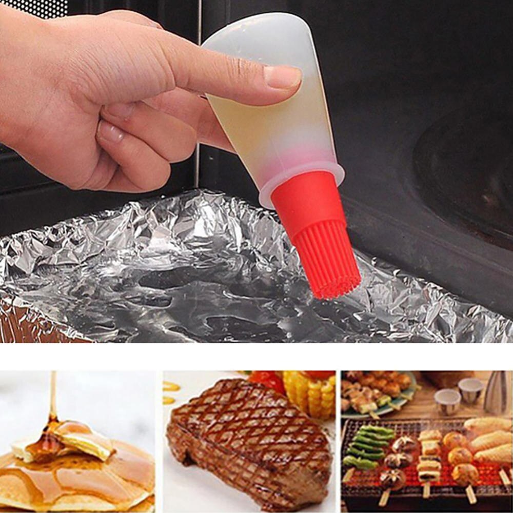 3Stck Tragbare Heften Pinsel Silikon Flasche Mit Pinsel Für Küche Backen BBQ Gebäck Backen Werkzeuge