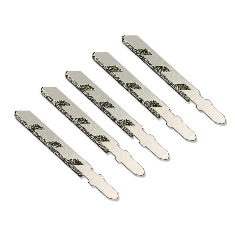 5Pcs 101mm 4 Inch T Shank Jigsaw Blades Diamond Coated Jig Saw Blade Set Masonry Granite Tile Cutting Power Tools Accessories