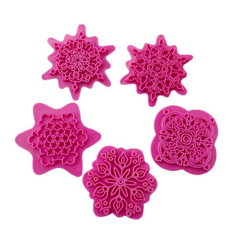 Estampado de encaje de Mandala en relieve, troquel de plástico, arcilla polimérica, escultura, textura, sello, herramientas para arcilla, 5 unidades/juego, herramientas para punteado de Mandala: Default Title