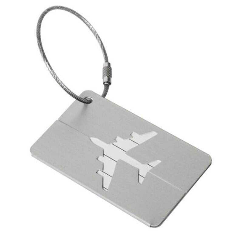 Etichette per il Bagaglio in Lega di alluminio Bagaglio Nome Tag Valigia Indirizzo Etichetta Supporto di Accessori Da Viaggio per Id Tag Bagagli: Argento