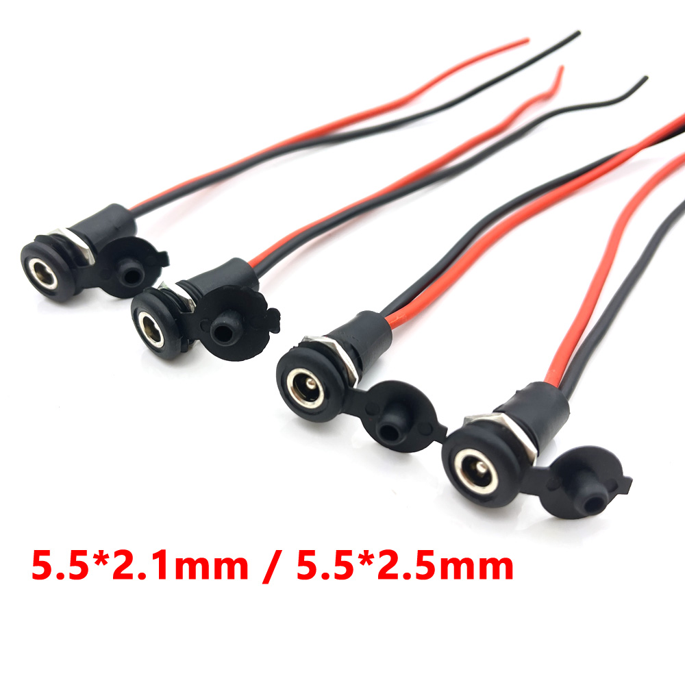 Battery DC Power plug connector for diy dc waterproof jack connector 5.5 X 2.1 mm 5.5X2.5mm with Wire Turmera