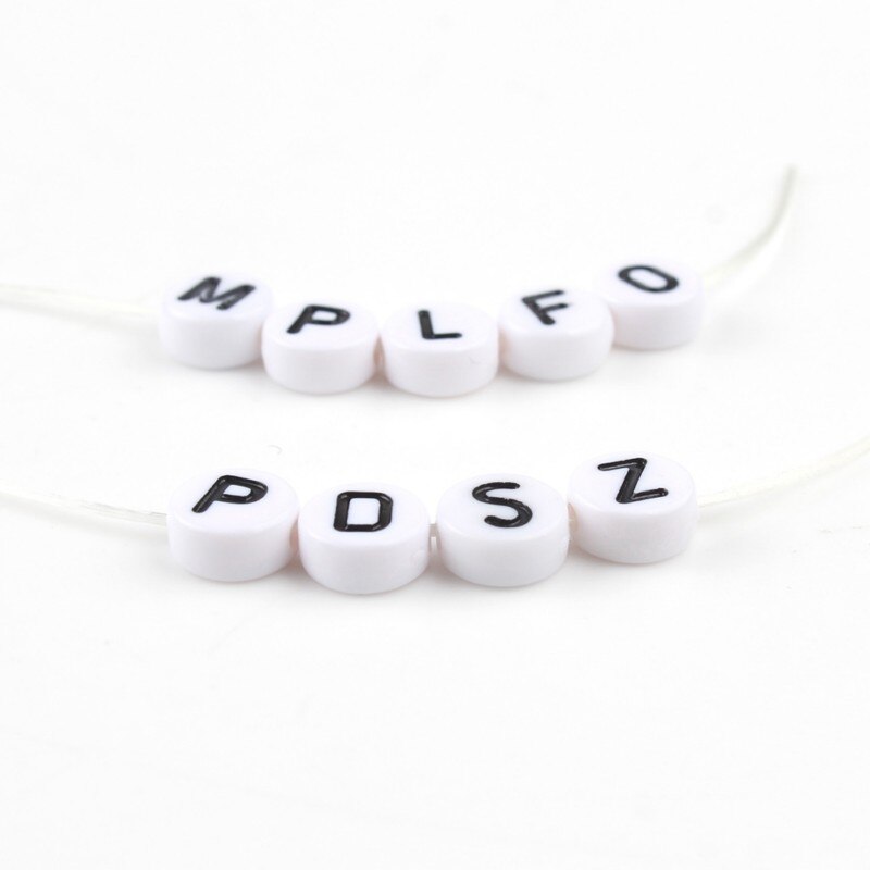 100/200/500pcs 4x7mm Mixed White Letter Beads Rounde Loose Acrylic Beads for Accessories Jewellery Making 1.7mm Hole