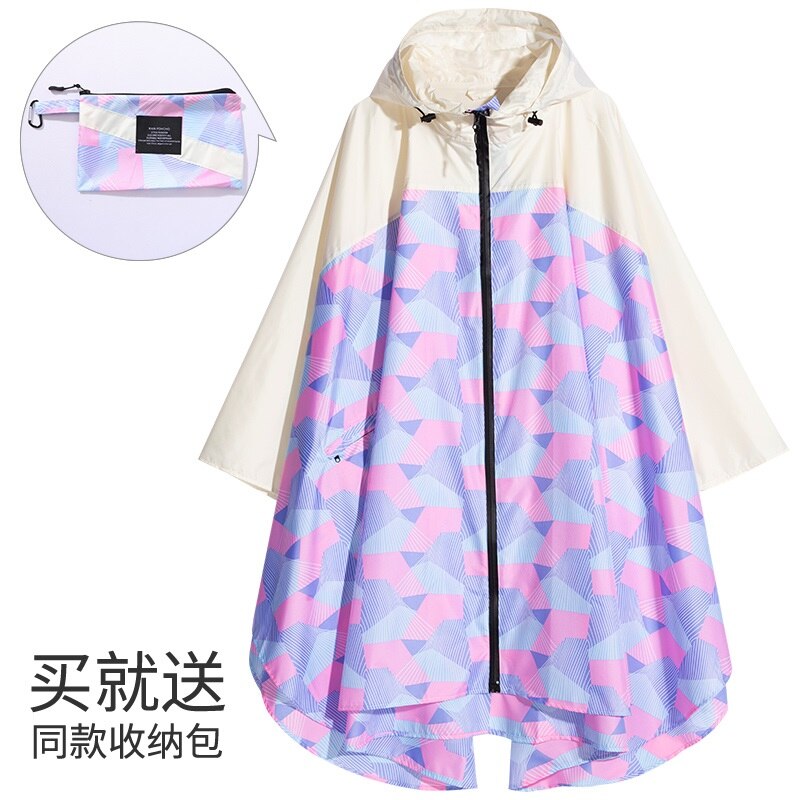 Capa de estilo geométrico nórdico, impermeable de tamaño grande, mochila ligera, poncho para senderismo: pink beige