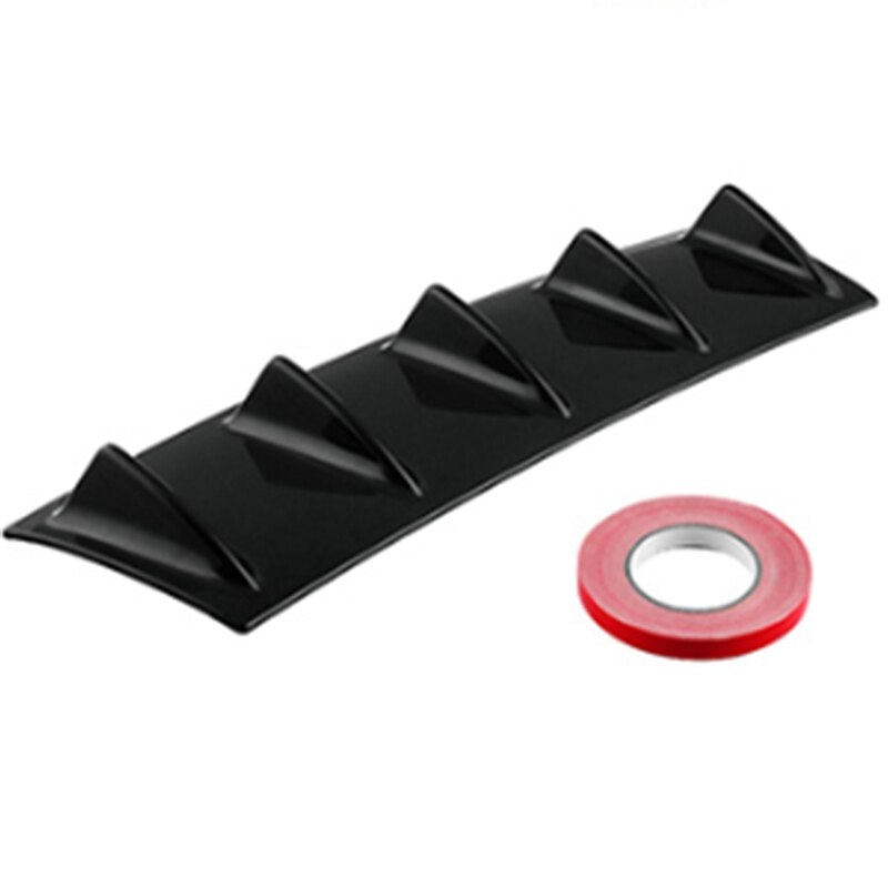 58.4x15.2Cm Style Universal Rear Bumper Lip Diffuser 5 Fin Gloss Black Abs Car Diffuser Fin Shark Style