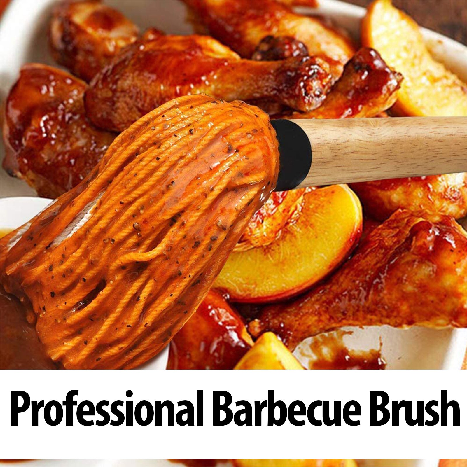 Grill Basting Brush BBQ Mop Barbecue Brush Basting Mops Cotton Fiber Head Natural Hardwood Handle Dish Mop Style
