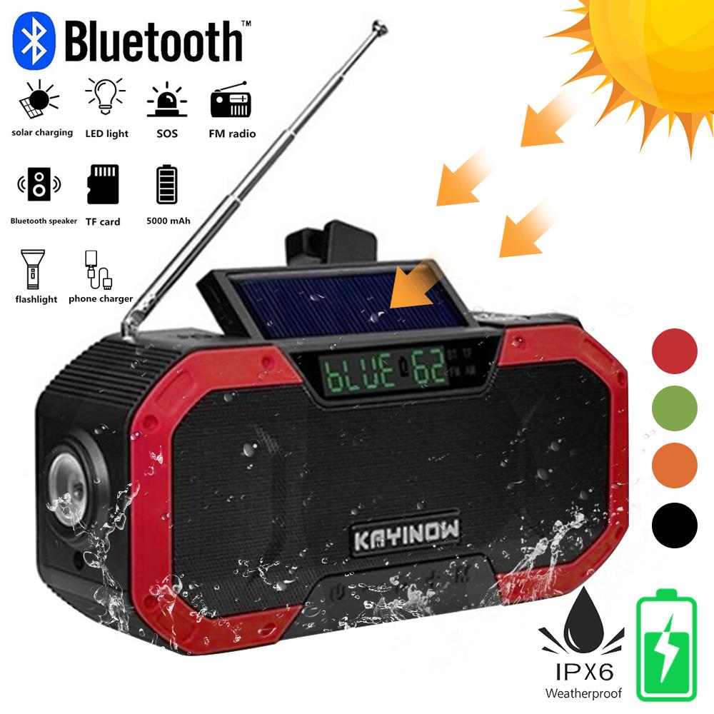 SOS Solar AM/FM Powerbank Outdoor Portable Reading Lamp Emergency Hand Crank Smart Bluetooth Speaker Alarm Usb Flashlight Radio