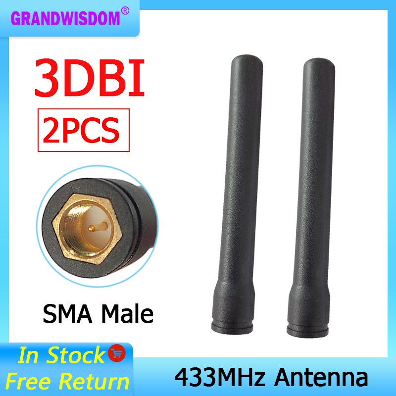 2Stck 433 MHz antenne 3dbi SMA Stecker 433 mhz antena gummi antenne IOT kabellos watermeter Gaszähler Lorawan Emeter