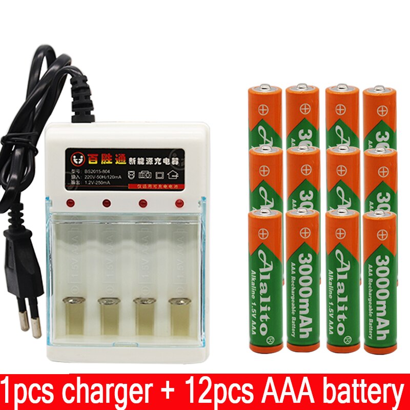 Brand 3000mah 1.5V AAA Alkaline Battery AAA rechargeable battery for Remote Control Toy Batery Smoke alarm with charger