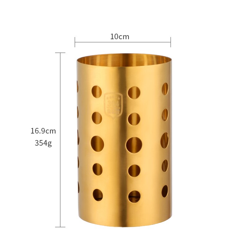 1Pc Rvs Eetstokjes Buis Keuken Servies Opslag Schop Lepel Mes Vork Afdruiprek Keuken Gereedschap Opbergdoos: Gold-1pc