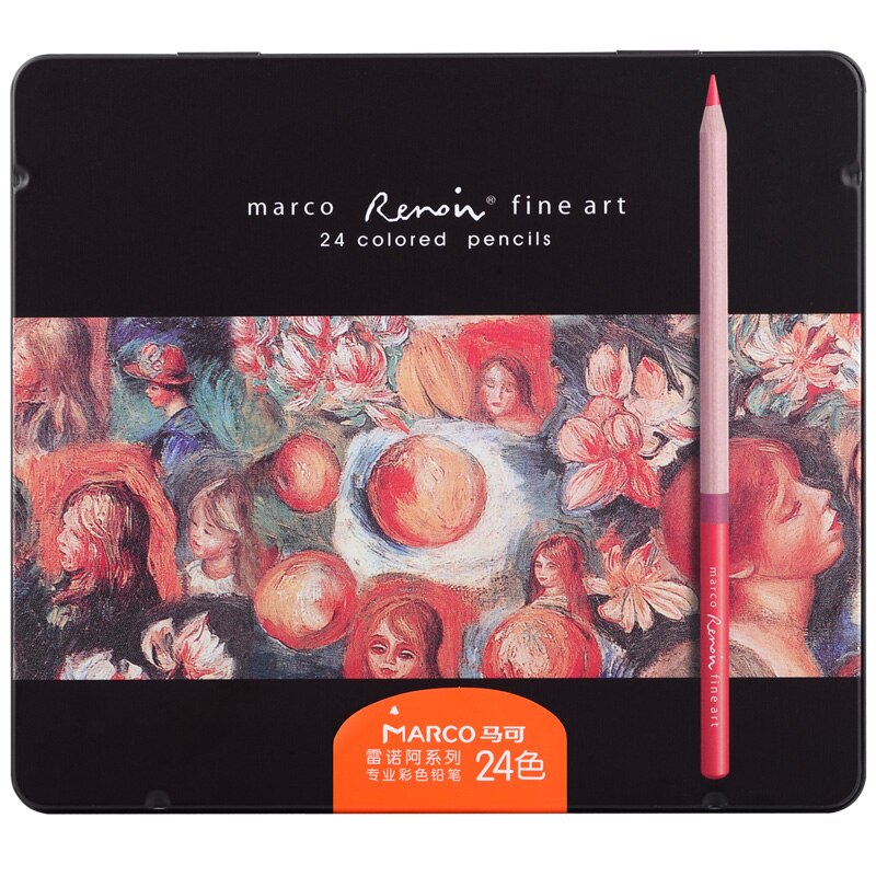 Marco Renoir 3100 3120 12/24/36/48/72/78/100/108/120 Tin Box Box Limited Edition Oil/Water-Soluble Colored Pencil Set: 3100-24TN Oil Color