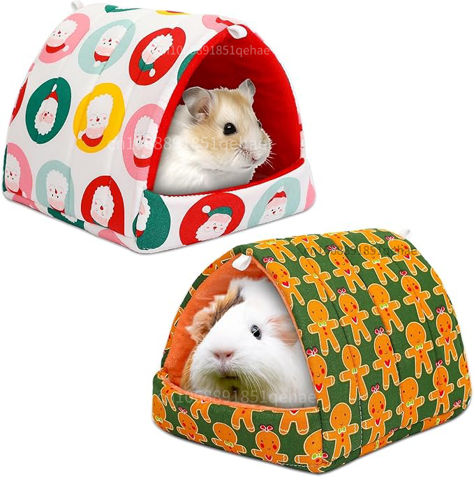 Cachette de lit de cochon d'inde de noël, lavable, pour petits animaux, Cage, accessoires pour Chinchillas, Hamsters, hérissons, tapis d'hiver
