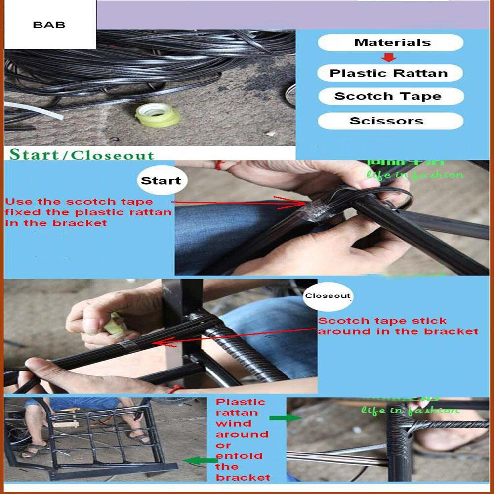 Czarny płaski syntetyczny rattan materiał tkacki plastikowy rattan na drutach i stół robić naprawy krzeseł, kosz robić przechowywania, ect