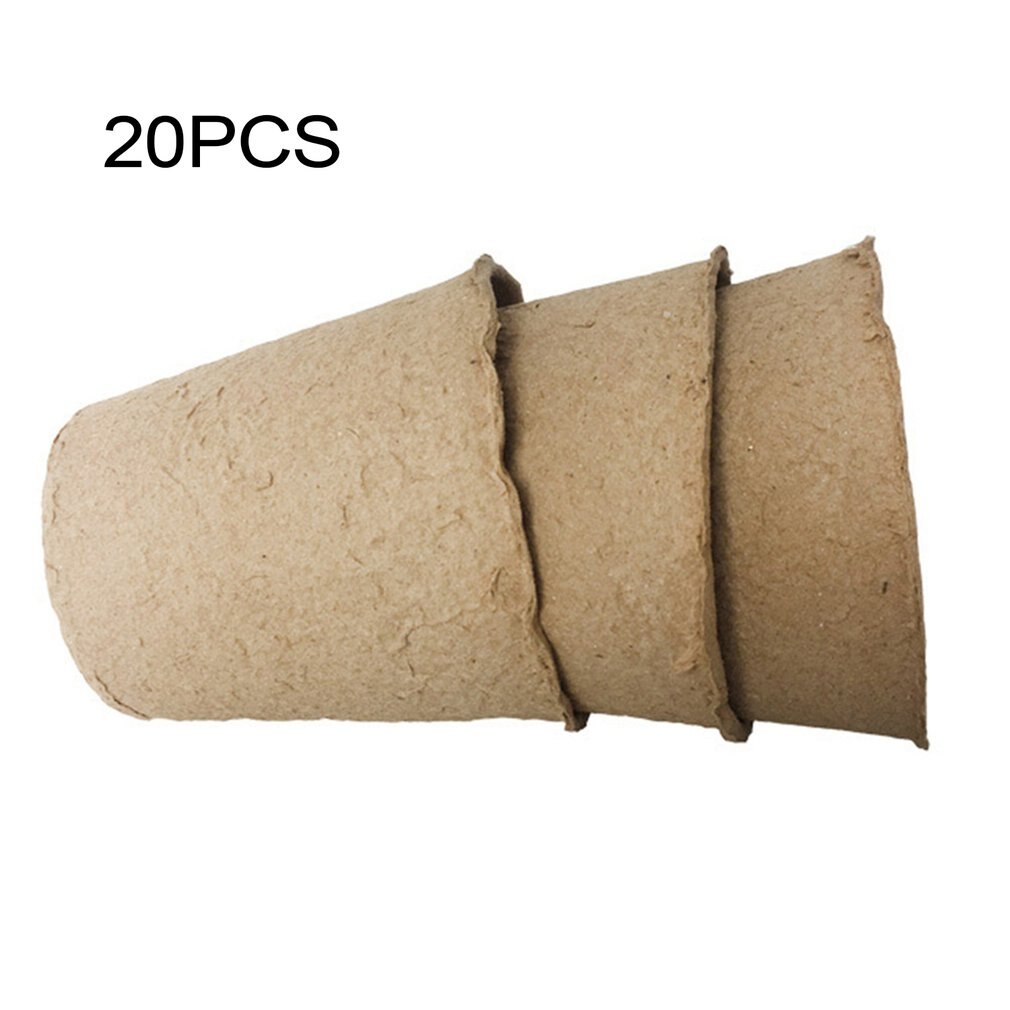 Round Degradable Pulp Peat Seedling Cup Seed Starter Pots Kits Garden Germination Nursery Pot Degradable: 20pcs