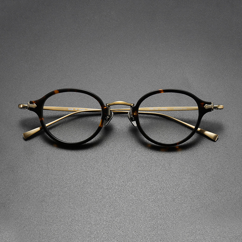 Montura de gafas de titanio de acetato Vintage para hombre, montura de gafas pequeña redonda ultraligera, gafas de de lujo de para mujer: Blanco