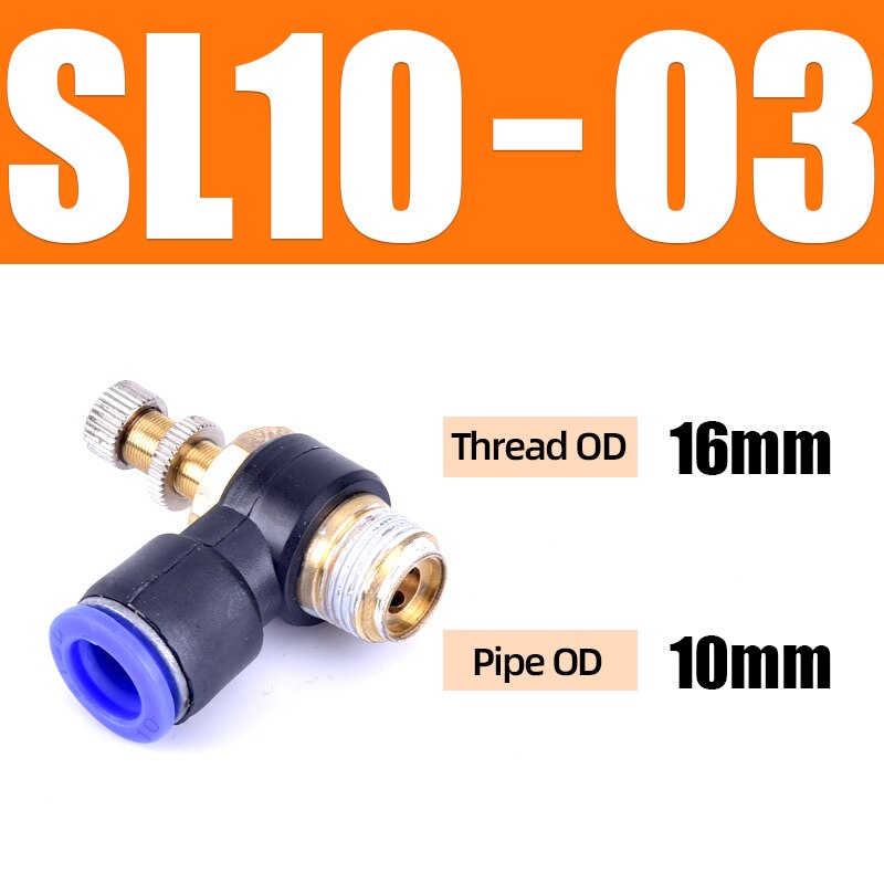 Sl 4 6 8 10 12mm hurtigkobling pneumatisk kobling  m5 " 1/8 " 1/4 " 3/8 " 1/2 lufthastighetsreguleringsventil strupeventil: Sl10-03