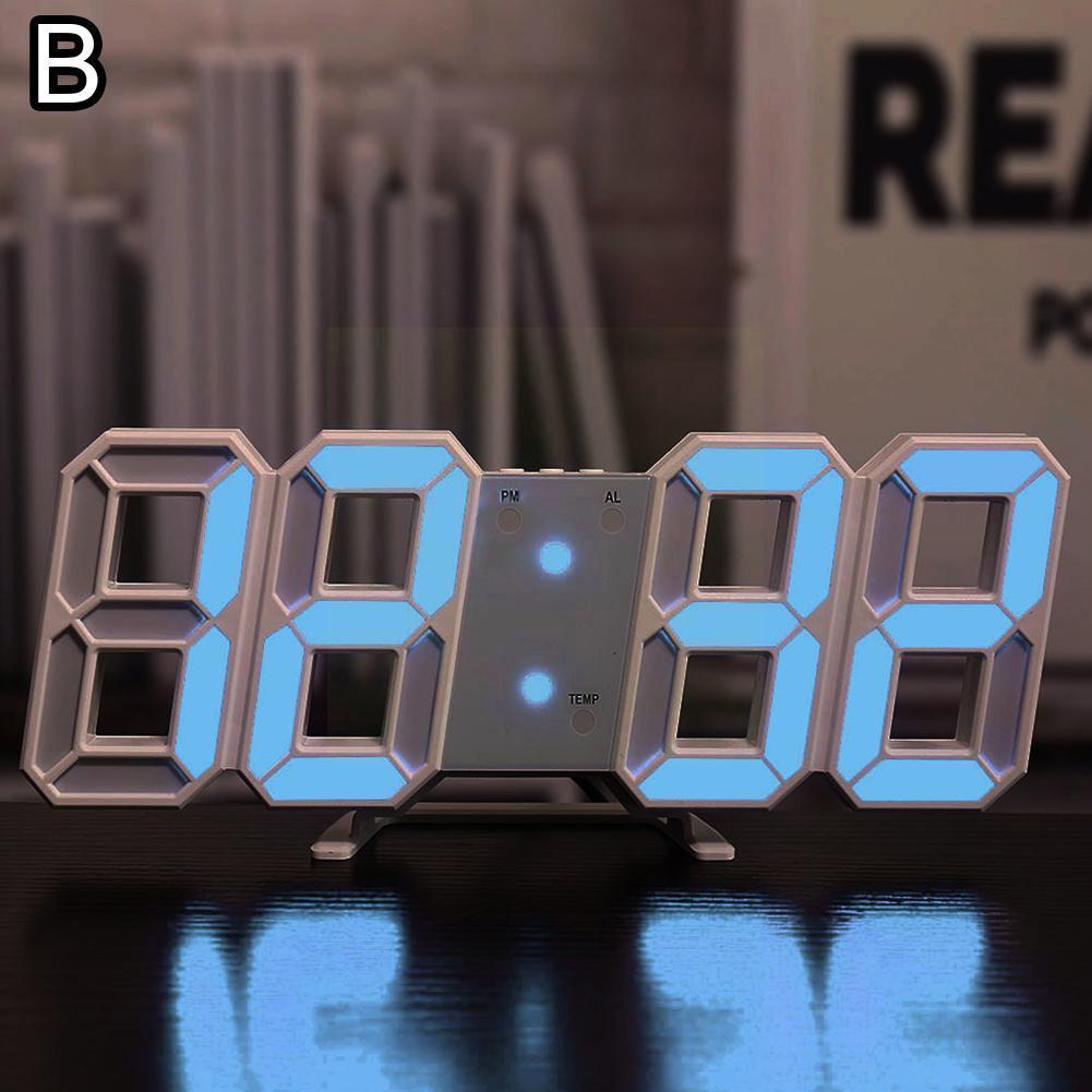 Reloj de pared grande 3D moderno, Digital, Led, Usb, electrónico, de mesa, de escritorio, luminoso