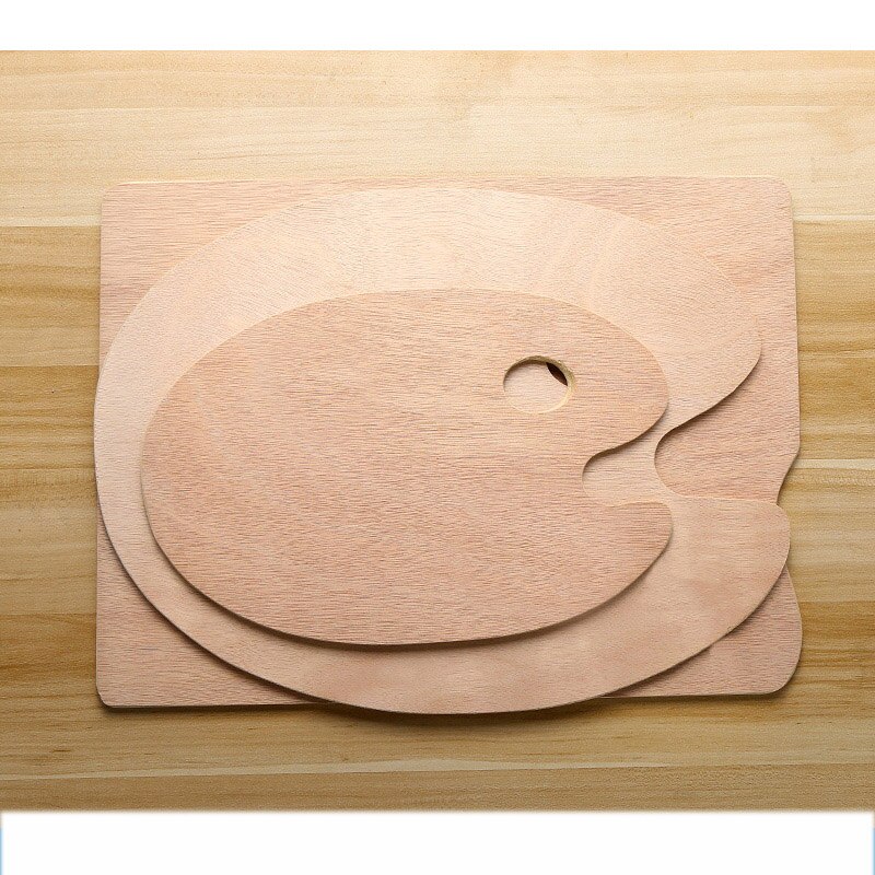 BGLN 1Piece Wood Oval Square Oil Painting Palette Oil Paint Ellipse Drawing Palette Paleta School Art Supplies