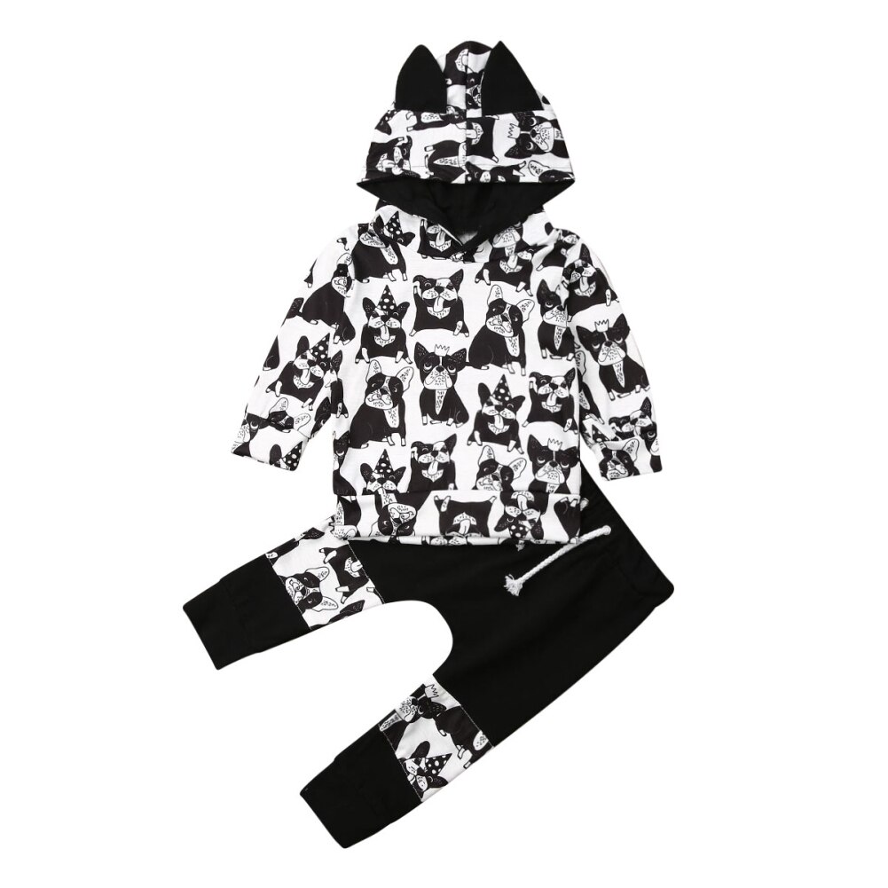 Höst barn baby flicka djur kläder tröja topp byxor spädbarn kläder sätter träningsoverall: 4 t