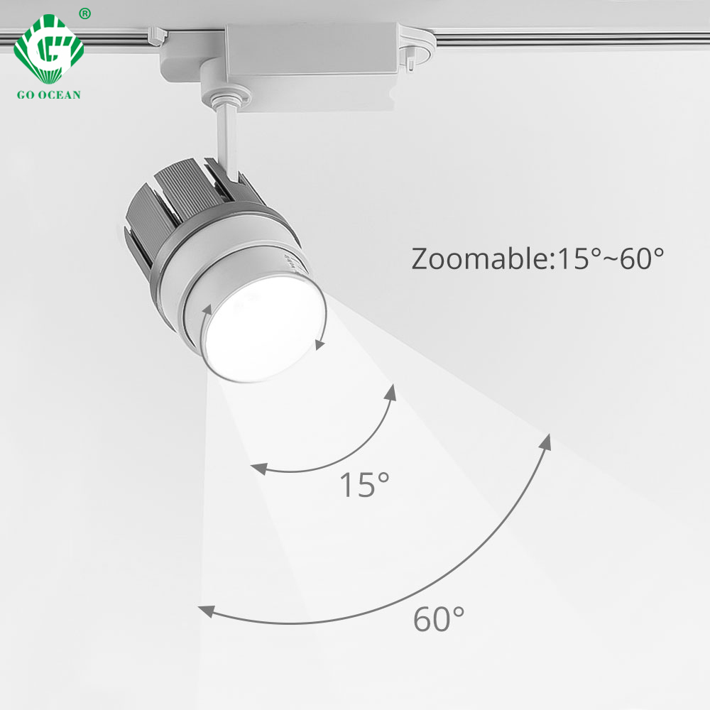 Moderne 30W LED Track Licht Zoom Zwart Rail Winkel Winkel Verlichting Spotlight Armatuur Keuken Plafond Showroom Spot Rail Zoommable