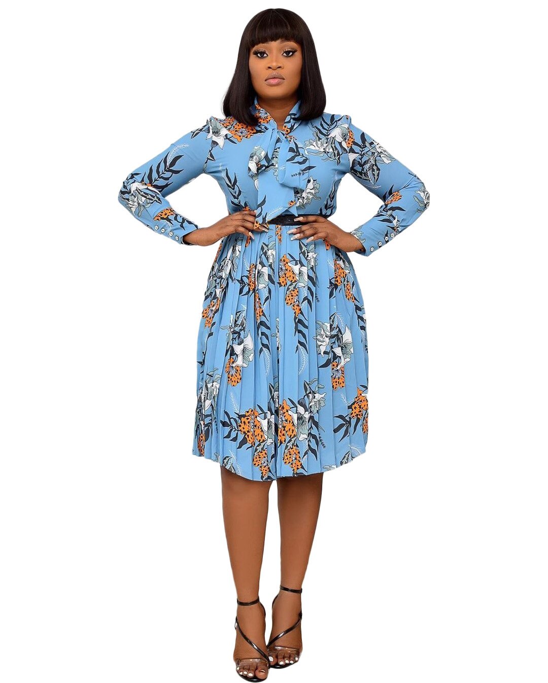 Vestidos africanos para mujer, ropa africana, vestido africano con estampado Dashiki, Ankara, África, vestido plisado Mujer: Azul / S