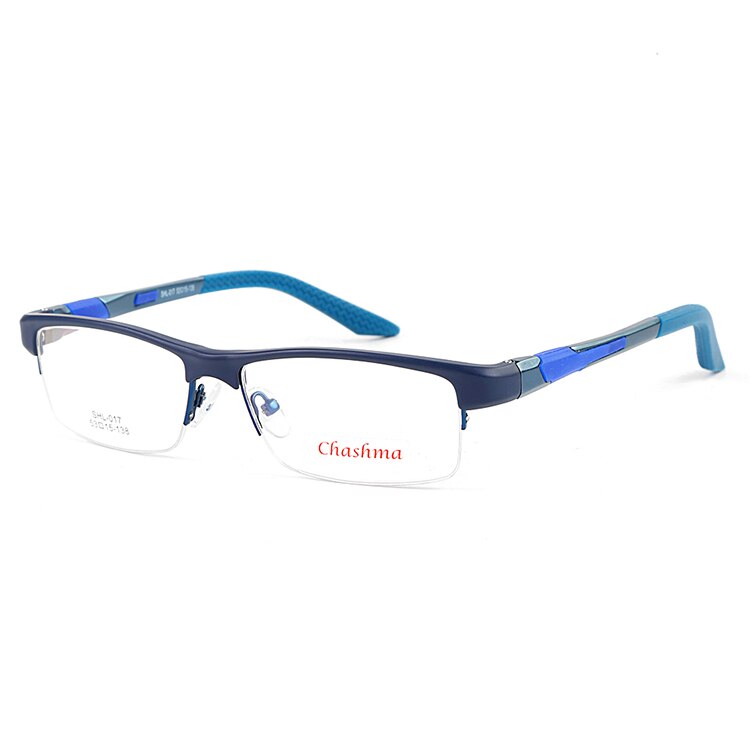 Chashma TR90 Rahmen Aluminium Magnesium Tempel Frühling Scharnier Halb Rand Brillen Sport Stil Gläser Rahmen für Männer: Blau