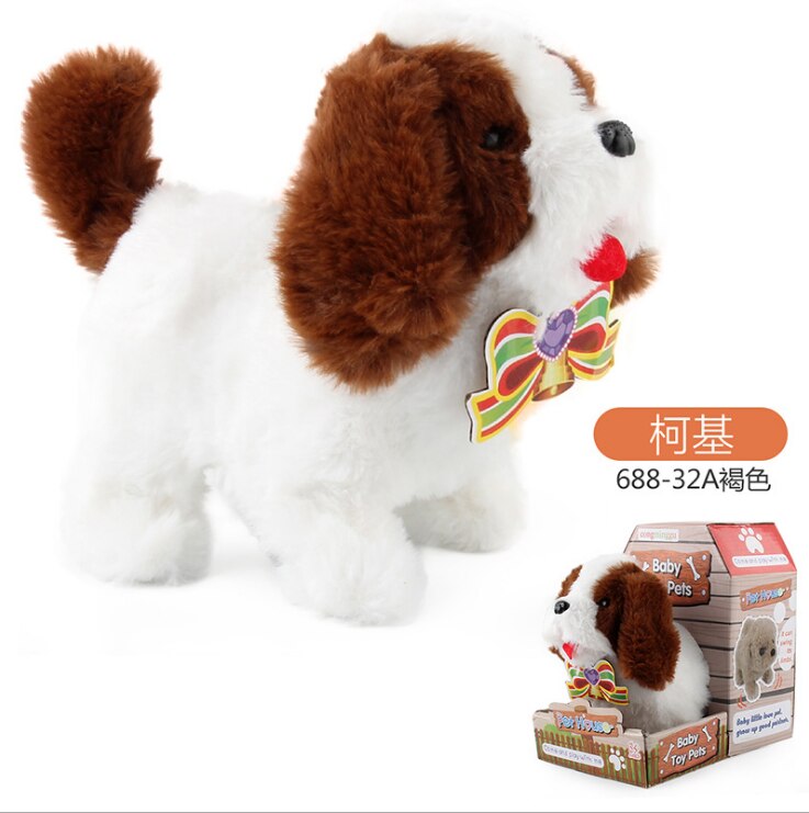 Simulation électrique pour enfants chien petit lapin blanc en peluche Teddy appellera marche chiot intelligent robot chien jouet: Ardoisé