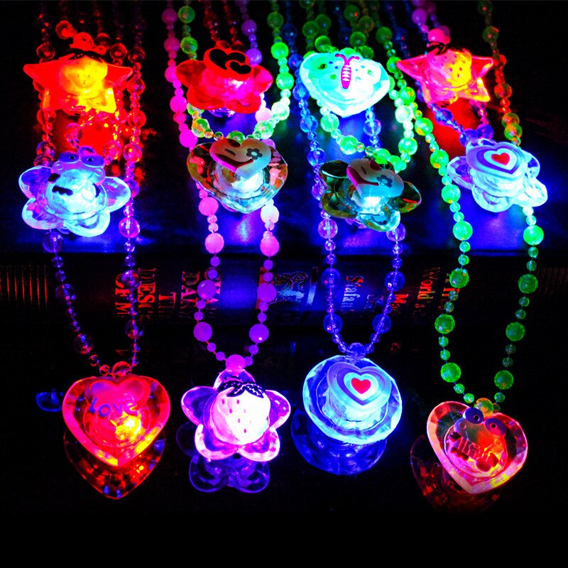 1Pc Lichtgevende Speelgoed Kids Meisjes Led Knippert Hanger Ketting Kinderen Birthday Party Mooie Gloeiende Ketting DS29