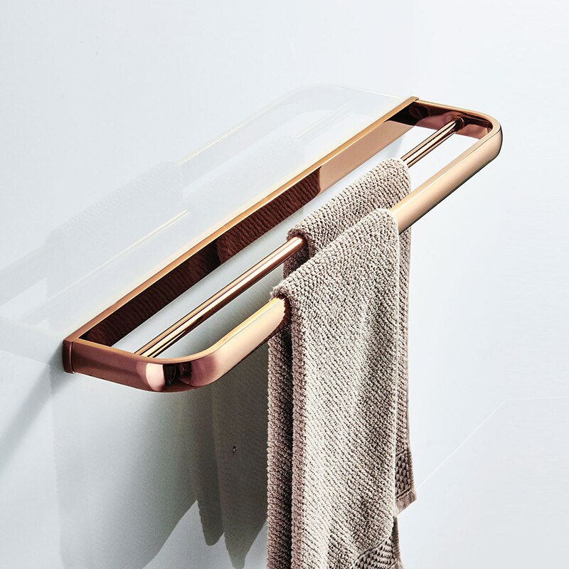 Bronze Bathroom Double Towel Rail Bar Antique Black White Clothes Bathtowel Hanging Vintage Brass Bathroom Towel Holder Shelf