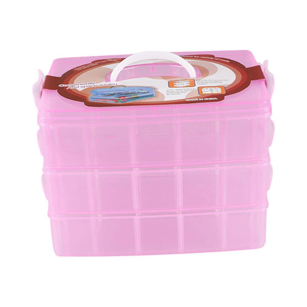 Make-up organizer lades plastic cosmetica opbergdoos sieradencontainer make-up koffer make-up kwasten houder organizers: Roze