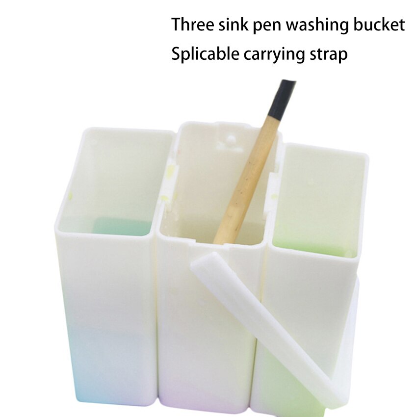 Drie Zinkt Schilderij Borstel Wassen Emmer Aquarel Pen Borstel Draagbare Vat Schilderen Penselenbakje Voor Tekening Art Supplies