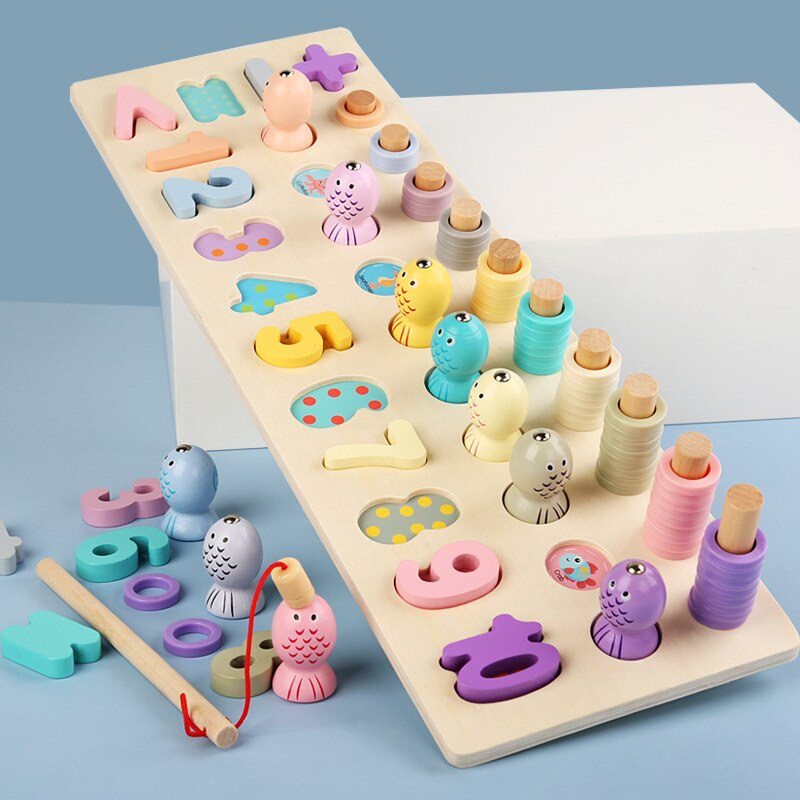 Fishing Pairing Memory 3 in 1Game Fun Block Board Game Educational Color Cognitive Ability Toys For Children Kids