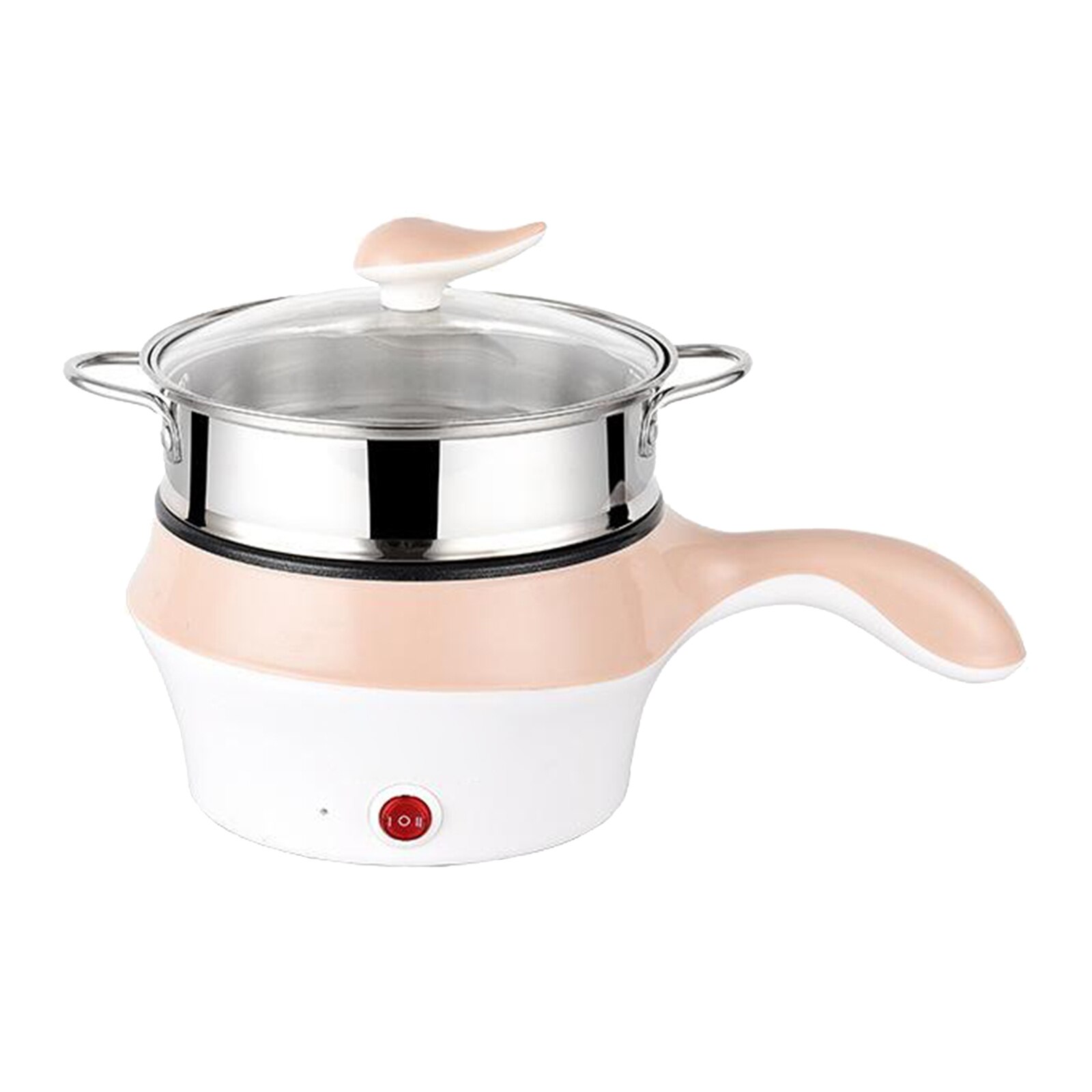1.2/1.8L Mini Multifunction Electric Cooker Skillet Wok Electric Pot for Student Rice Soup Steamed Small Non-stick Household: khaki 1.8L