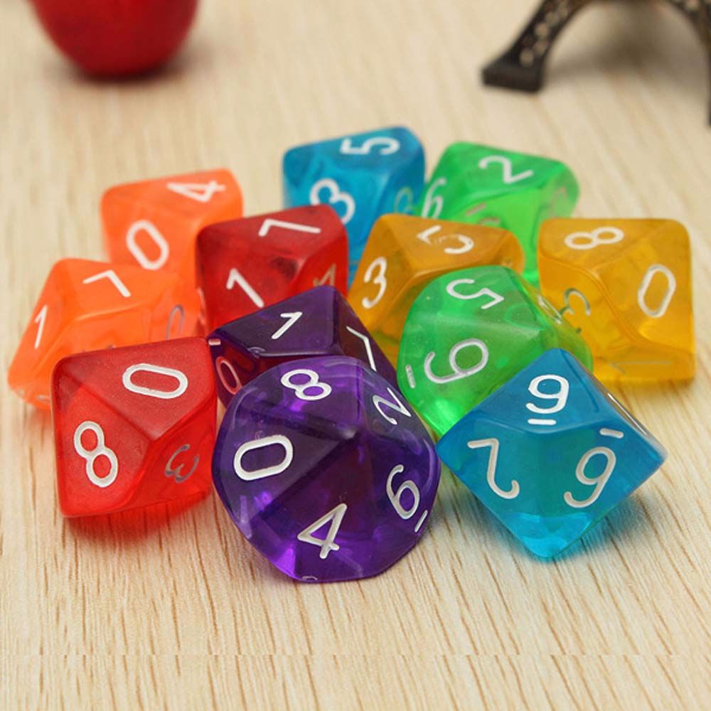 Lot de 10 dés à 10 faces pour jeux de rôle, idéal pour les amateurs de jeux de société
