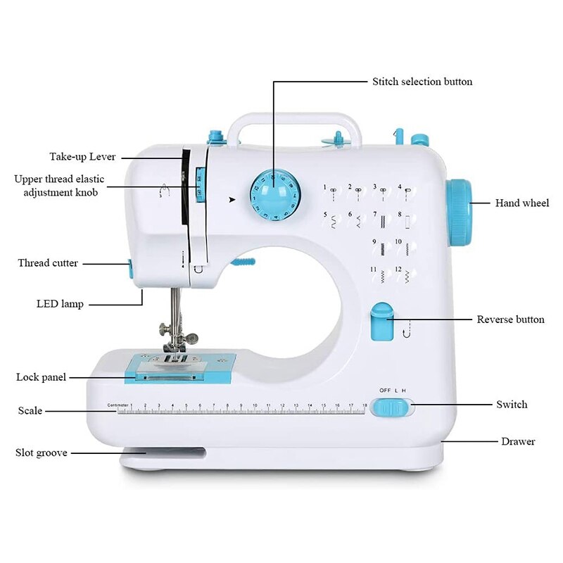 Mini Sewing Machines, Portable Electric Heavy Duty Machines With Foot Pedal Double Thread 12 Built-In Stitches,US Plug
