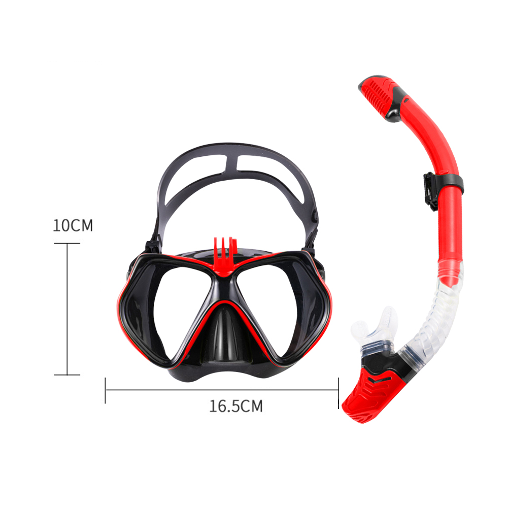 Snorkel Diving Mask and Snorkels Goggles Glasses Diving Swimming Breath Tube Set Snorkel Mask Swimming Equipment: C Red