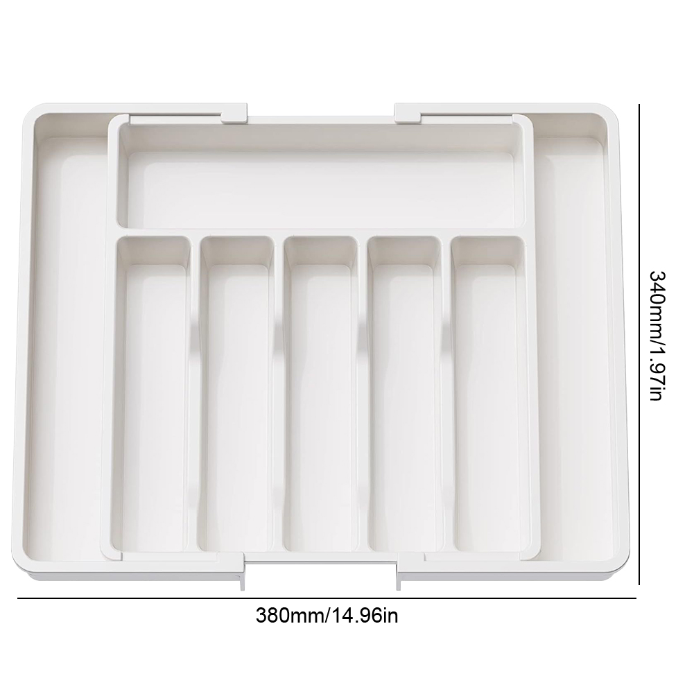 Adjustable Silverware Drawer Organizer with Dividers Flatware Tableware Organizer Expandable Utensil Tray for Spoons Forks Knive