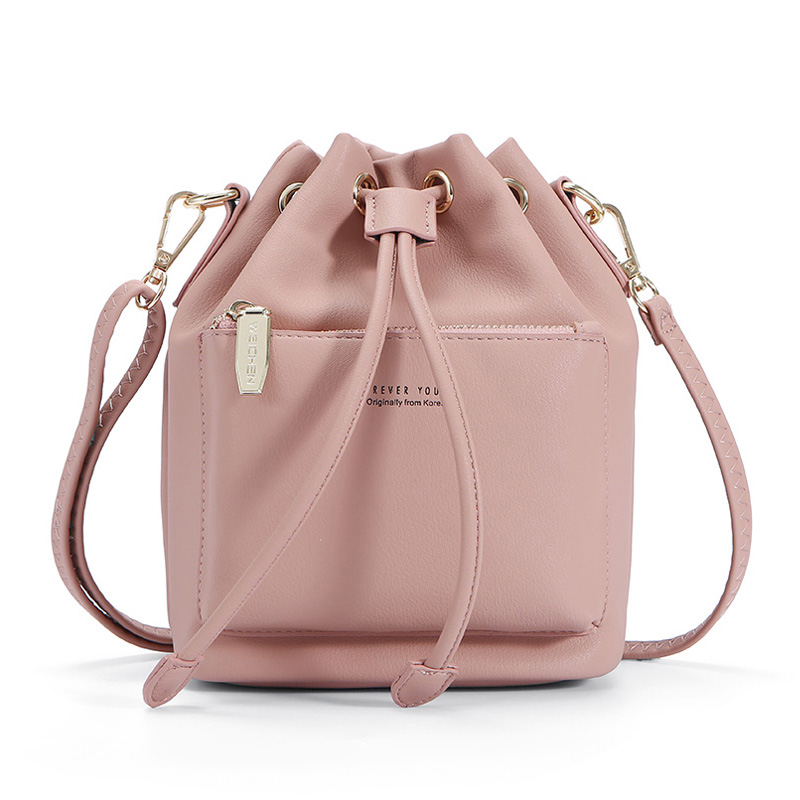 WEICHEN Sac à bandoulière seau femmes cordon Sac à bandoulière femme sacs de messager dames en cuir synthétique Sac à main Sac: Dk Pink