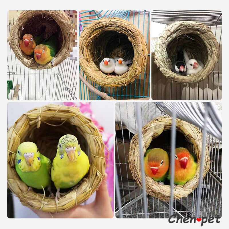 Handmade Natural Grass Bird Nest Bird House Parrot Pigeon Nest Warm Pet Bedroom Courtyard Bird Cage Accessories Four Seasons