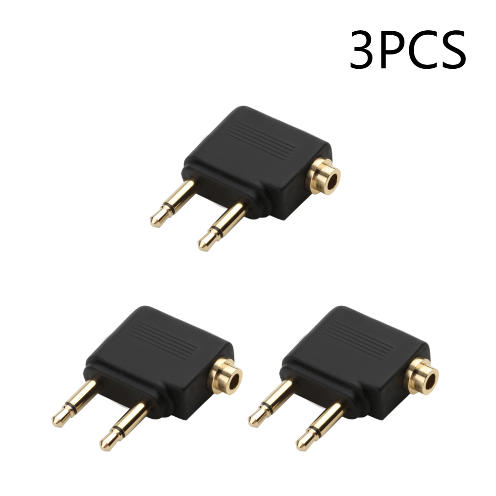 1-5 Stuks Audio-Adapter 3.5Mm Plug Jack Luchtvaartvliegtuig Koptelefoon Koptelefoon Audio-Adapter Voor Vliegtuig Reizen Hoofdtelefoon Oortelefoon: Donkergrijs