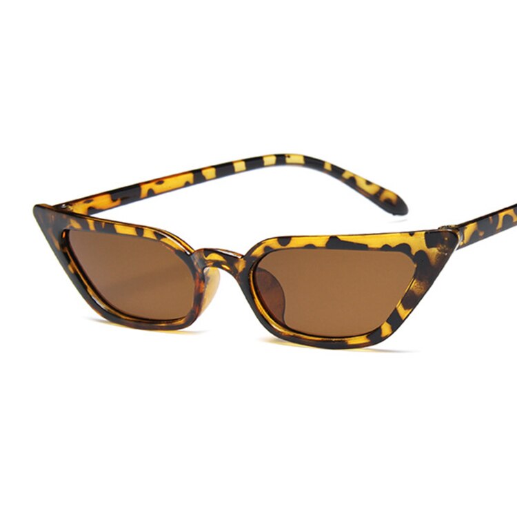 Gafas de sol de de ojo de gato de de lujo de de gafas triangulares estrechas pequeñas gafas de sol Vintage para mujer: Leopard Brown