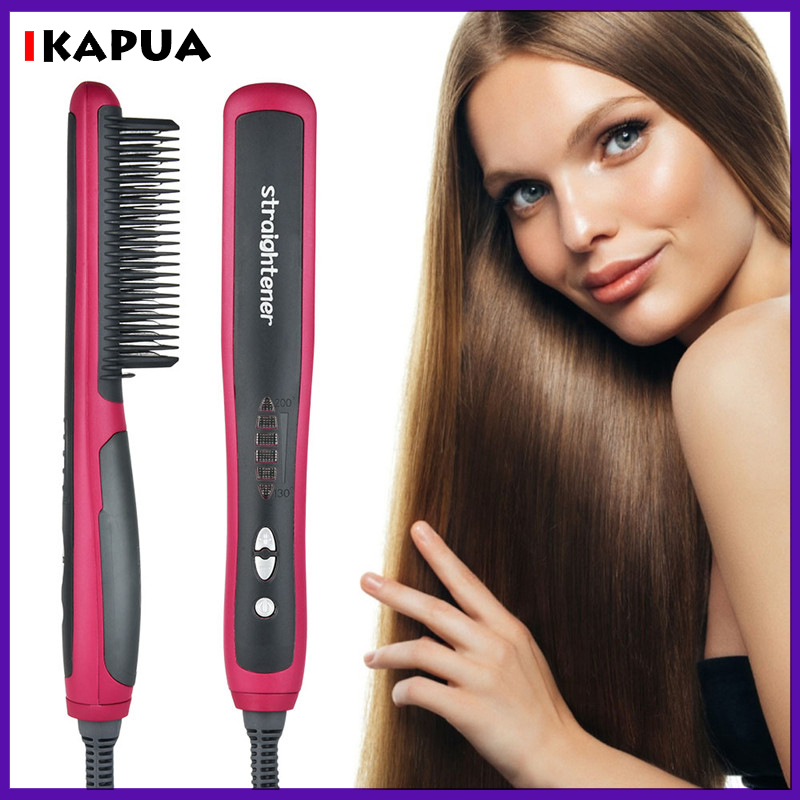 Peine alisador de barba multifuncional para hombres, cepillo alisador de pelo antiquemaduras, de calentamiento rápido