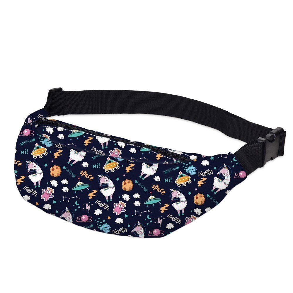 Deanfun Printing Space UFO Alpaca Fanny Pack Woman Waterproof Llama Waist Pack Man Bum Bag Women for Travel YB-49