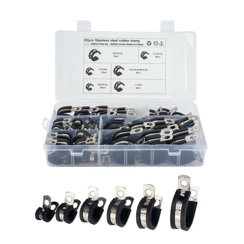 52 stücke Kabel Klemme Gummi Draht Klemmen Edelstahl Gummi Gepolstert Isolierte Klemme R bilden Metall Klemme Einfach zu Installieren