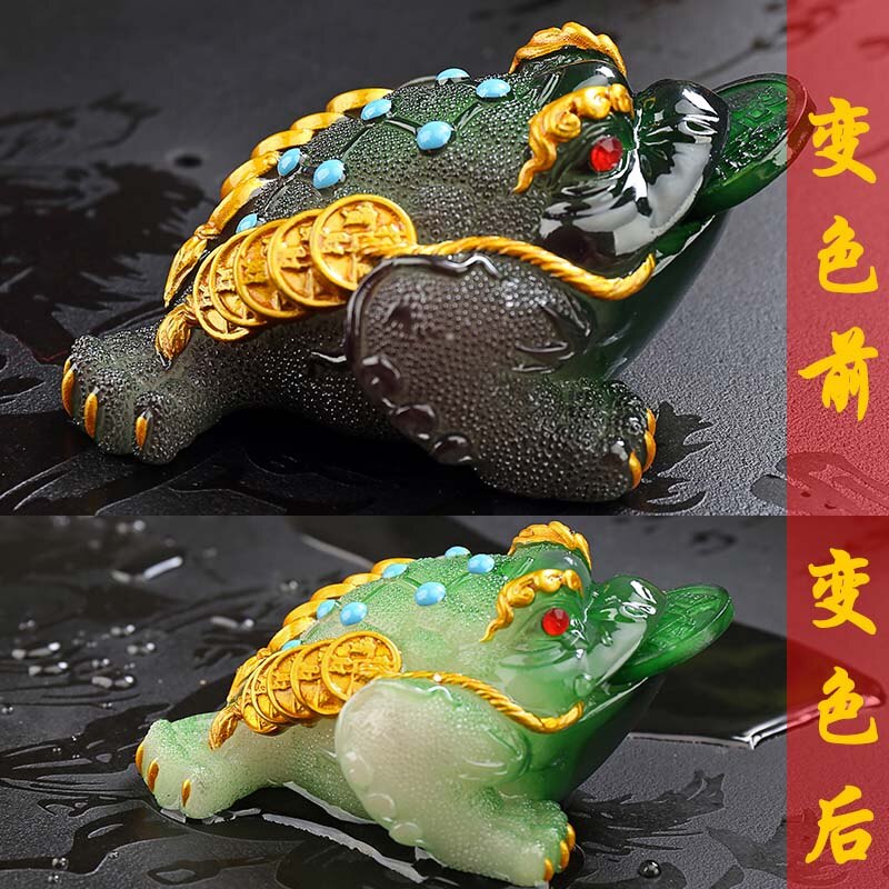Descoloridos chá Ornamentos Pet Boutique Criativa Sapo Dourado Decoração Bandeja de Chá Sapo Inseto Ornamento Cor Jogo Sapo Chá Pet: C