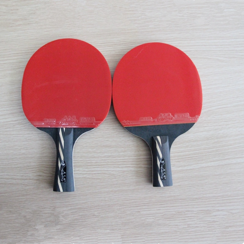 Raqueta de tenis de mesa de fibra de carbono con doble cara espinillas-en raqueta de goma Original raqueta de Ping Pong con bolsa