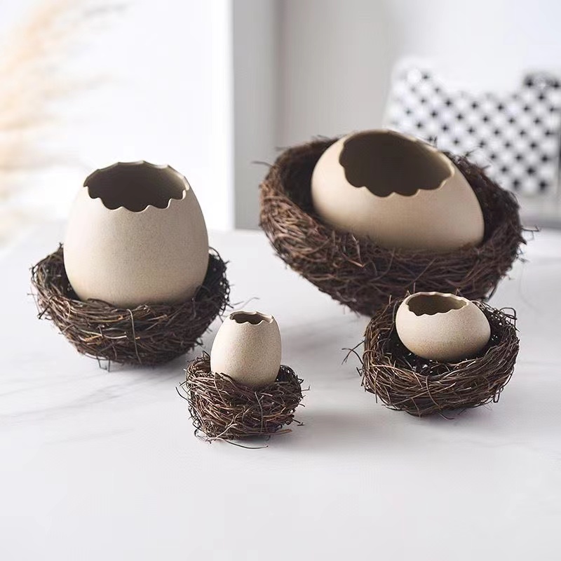 Bird's Nest Broken Eggshell Cup Ceramics Dessert Bowl For Steamed Egg Bowls Restaurant Decor Display