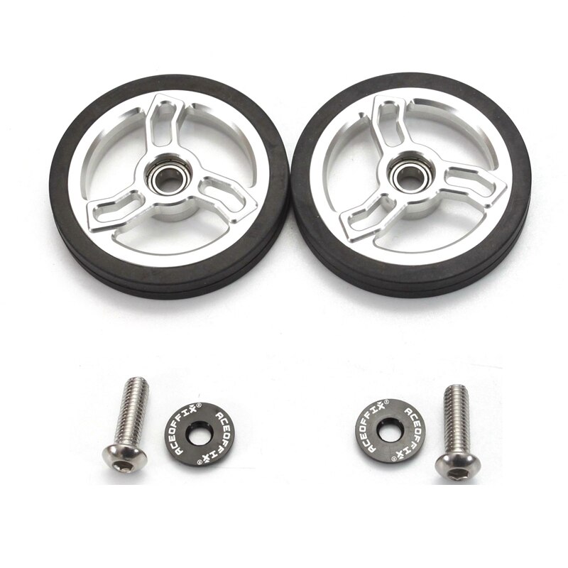 Aceoffix 1pair 56mm Easywheel for Brompton Accessories Easy Wheel 2022 Aluminum Alloy Ultralight 48g: silver
