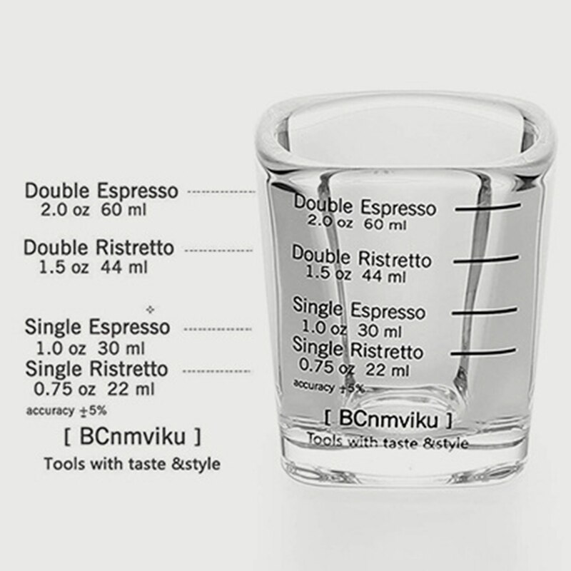 Square Espresso Shot Glasses 2 oz 60m Transparent Thickened Double Wall Ounce Cup 60ml Measuring Scales Coffee Cup